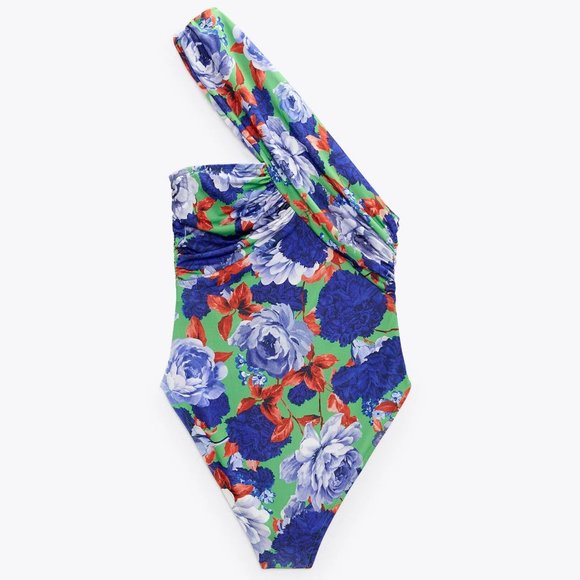 NWT - Zara Floral Asymmetrical Bodysuit - Picture 3 of 9